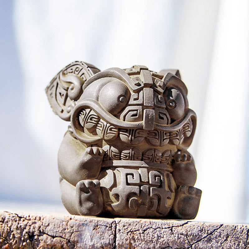 Estatua de resina fundida con polvo de hierro oxidado, hecha a mano con Buddha Stones, bestia tragadora dorada, decoración para el hogar - image 4