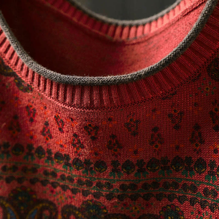 Suéter de algodón para mujer con cuello redondo, manga larga, estampado floral otoñal de Buddha Stones y bolsillo. - image 6