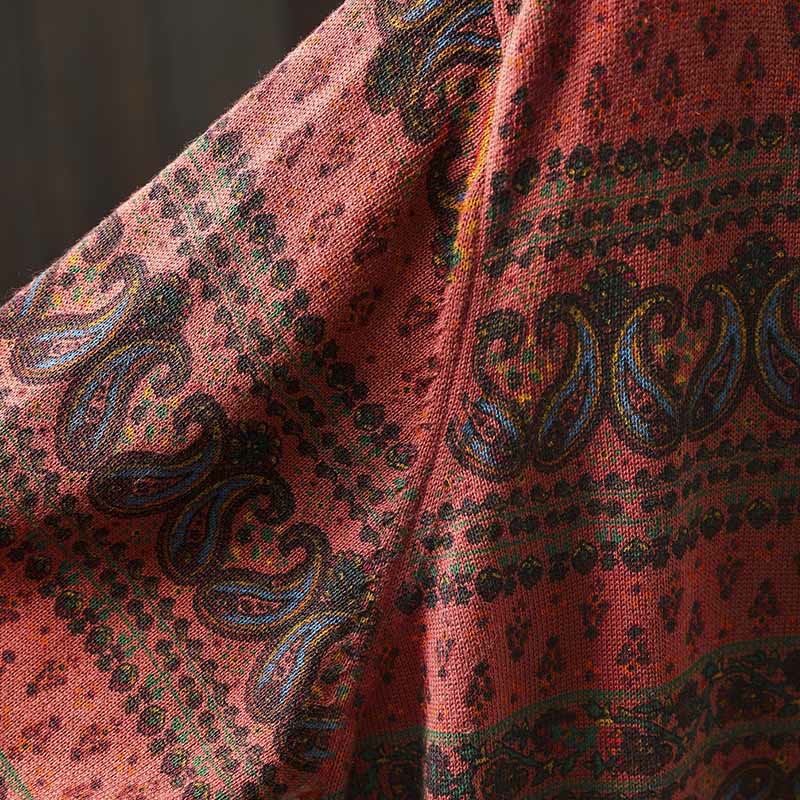 Suéter de algodón para mujer con cuello redondo, manga larga, estampado floral otoñal de Buddha Stones y bolsillo. - image 9