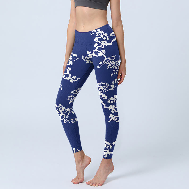 Leggings de gimnasio con estampado de silueta de pino y piedras de Buddha Stones, pantalones de yoga para mujer - Marina de guerra - US18，UK/AU22，EU50 (4XL) - image 0