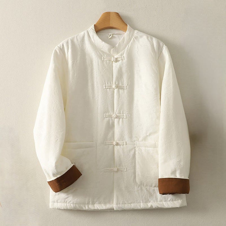 Chaqueta de algodón de manga larga con botones de rana y bolsillos para mujer de Buddha Stones - Beige - Tallas: US8-10, UK/AU12-14, EU40-42 (XL) - image 5