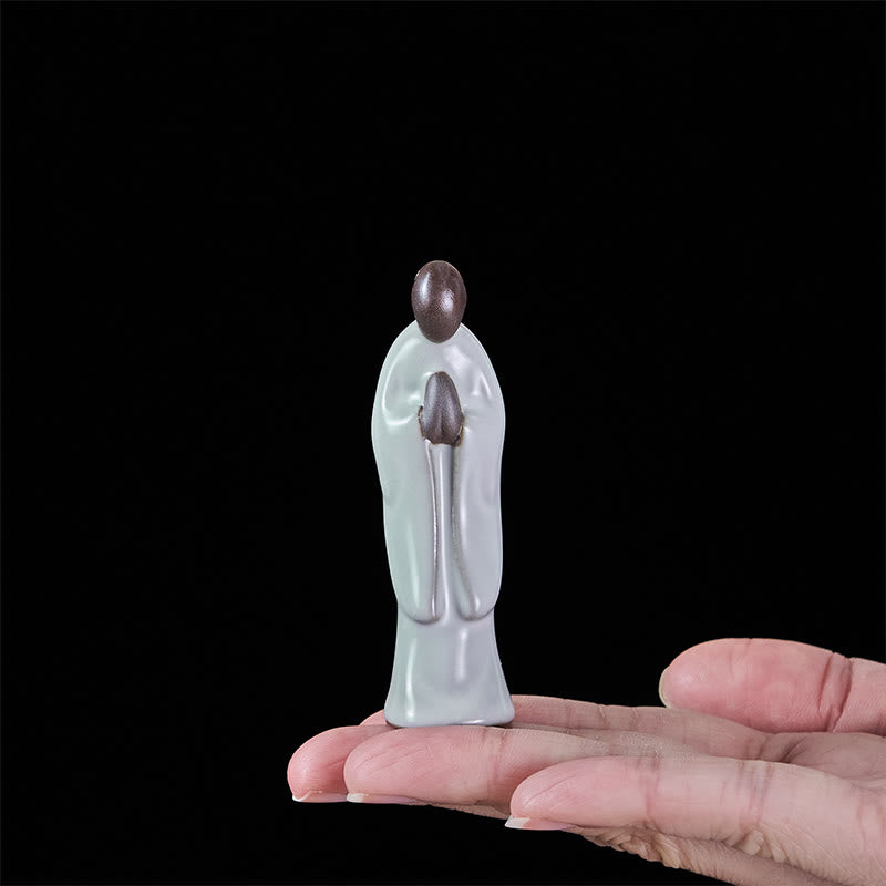 Estatua de cerámica de monje meditador con Buddha Stones, decoración serena para el hogar - image 6