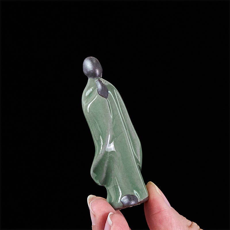 Estatua de cerámica de monje meditador con Buddha Stones, decoración serena para el hogar - image 47