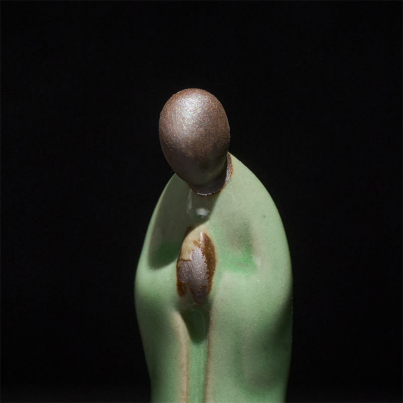 Estatua de cerámica de monje meditador con Buddha Stones, decoración serena para el hogar - image 32