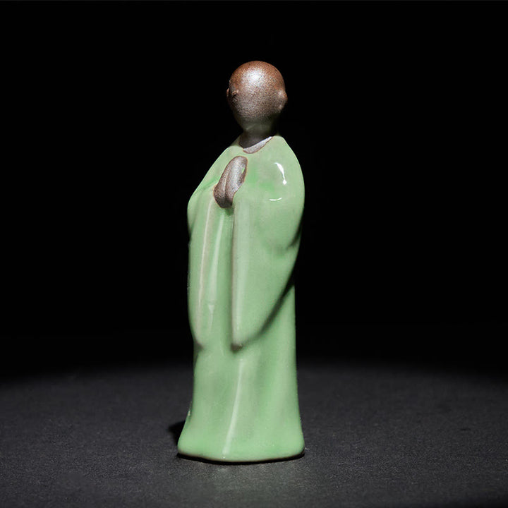 Estatua de cerámica de monje meditador con Buddha Stones, decoración serena para el hogar - image 34