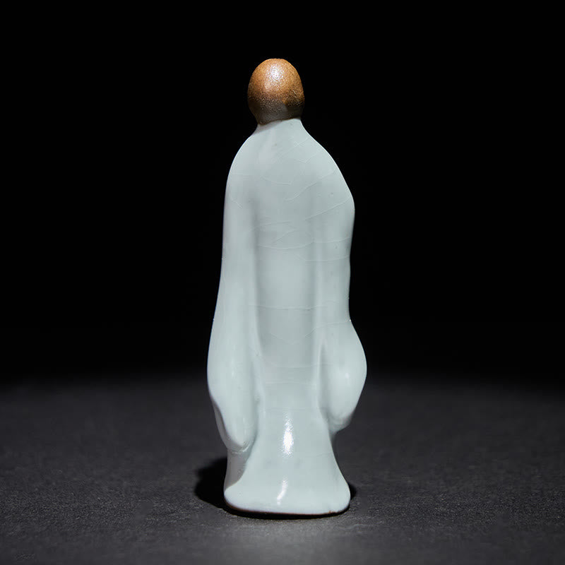 Estatua de cerámica de monje meditador con Buddha Stones, decoración serena para el hogar - image 18