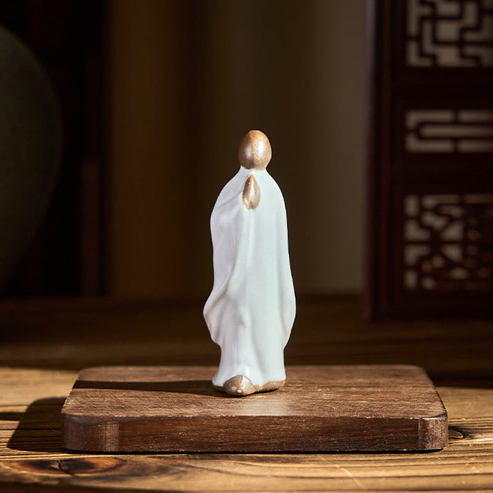 Estatua de cerámica de monje meditador con Buddha Stones, decoración serena para el hogar - image 21