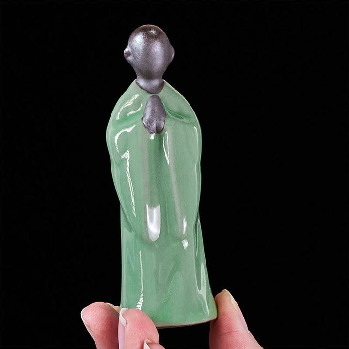 Estatua de cerámica de monje meditador con Buddha Stones, decoración serena para el hogar - image 39