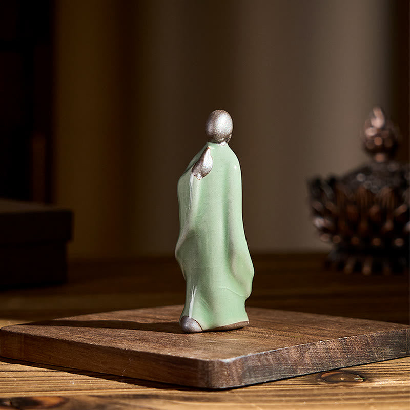 Estatua de cerámica de monje meditador con Buddha Stones, decoración serena para el hogar - image 45