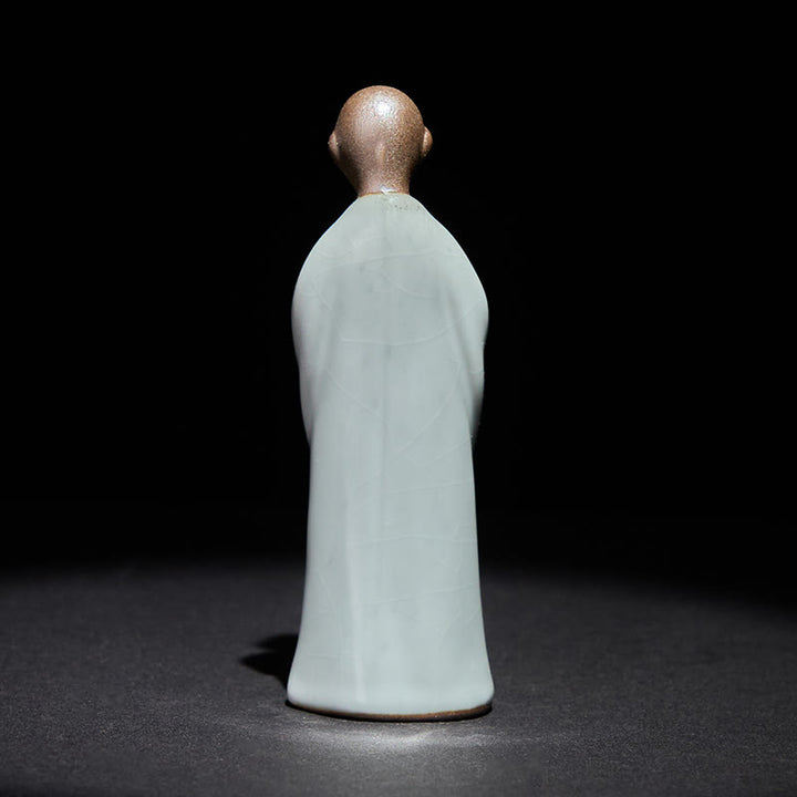 Estatua de cerámica de monje meditador con Buddha Stones, decoración serena para el hogar - image 10