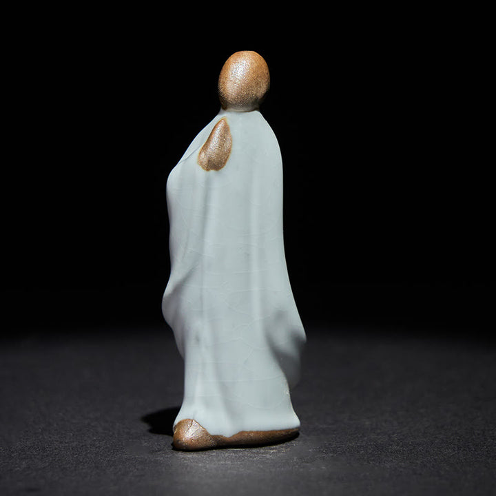 Estatua de cerámica de monje meditador con Buddha Stones, decoración serena para el hogar - image 19