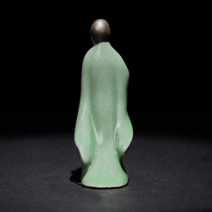 Estatua de cerámica de monje meditador con Buddha Stones, decoración serena para el hogar - image 43