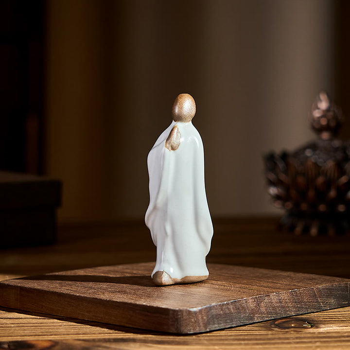 Estatua de cerámica de monje meditador con Buddha Stones, decoración serena para el hogar - image 20