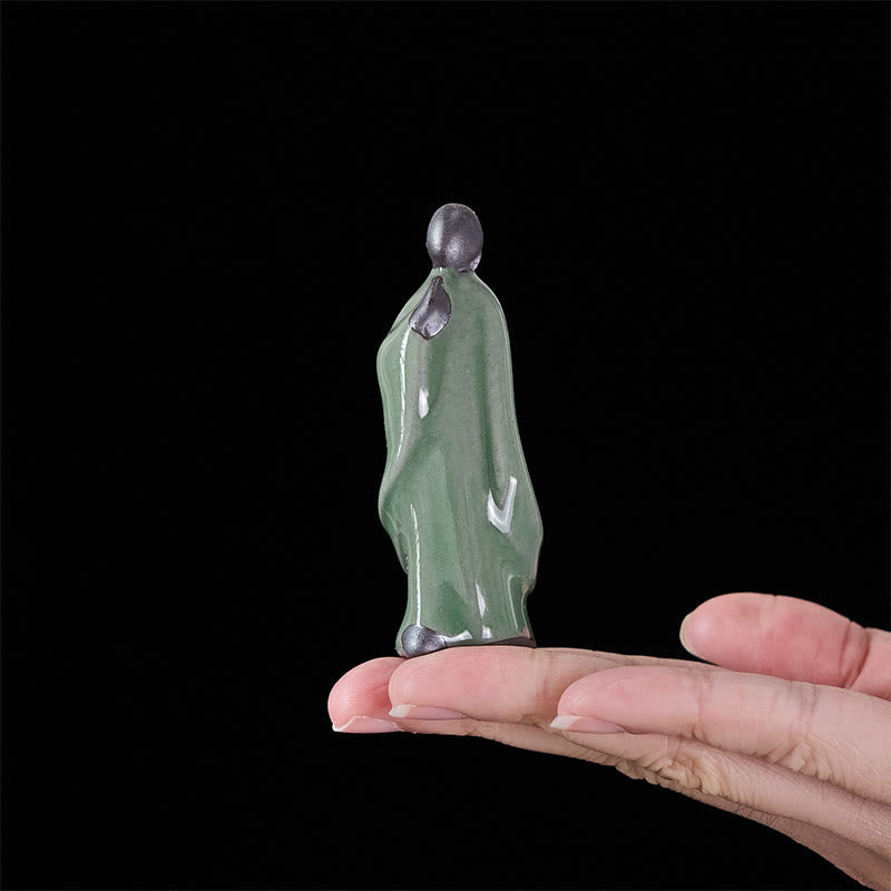 Estatua de cerámica de monje meditador con Buddha Stones, decoración serena para el hogar - image 46