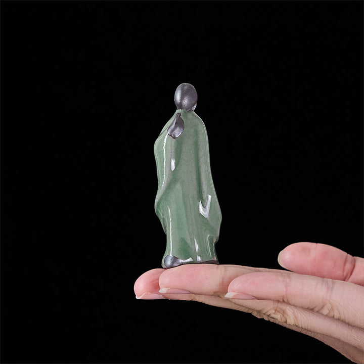Estatua de cerámica de monje meditador con Buddha Stones, decoración serena para el hogar - image 46