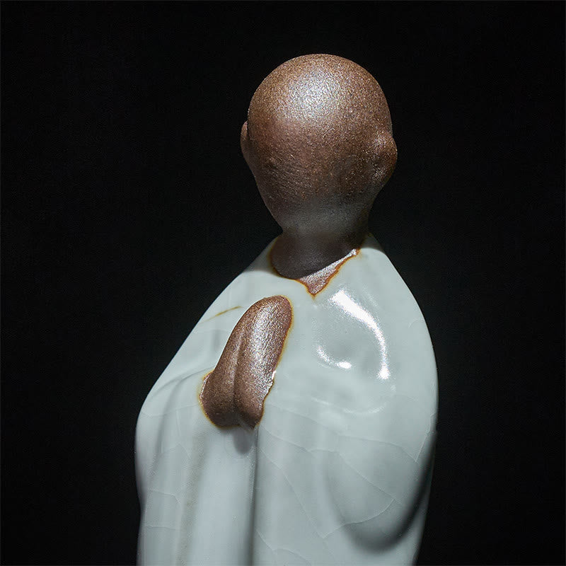 Estatua de cerámica de monje meditador con Buddha Stones, decoración serena para el hogar - image 16