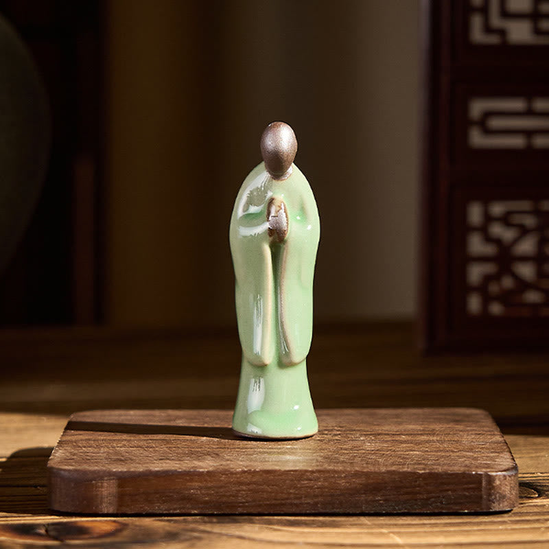 Estatua de cerámica de monje meditador con Buddha Stones, decoración serena para el hogar - image 28