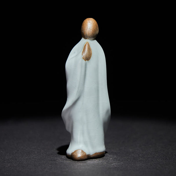 Estatua de cerámica de monje meditador con Buddha Stones, decoración serena para el hogar - Meditación gris 3,5 x 2 x 7 cm - image 17