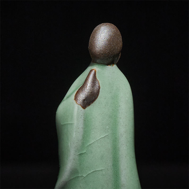 Estatua de cerámica de monje meditador con Buddha Stones, decoración serena para el hogar - image 48