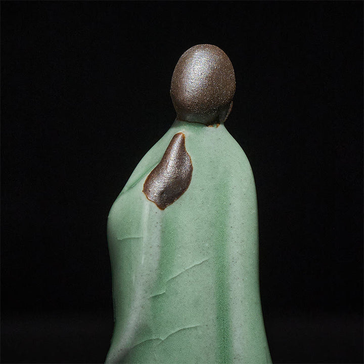 Estatua de cerámica de monje meditador con Buddha Stones, decoración serena para el hogar - image 48