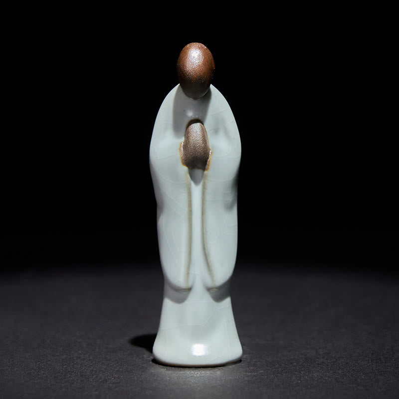 Estatua de cerámica de monje meditador con Buddha Stones, decoración serena para el hogar - image 1