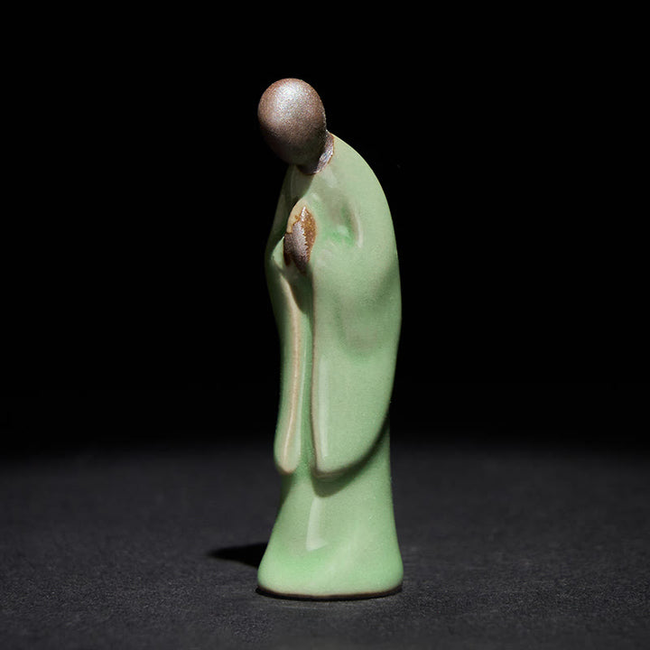 Estatua de cerámica de monje meditador con Buddha Stones, decoración serena para el hogar - image 26