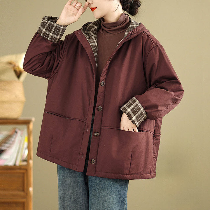 Sudadera con capucha y estampado de Buddha Stones para mujer. Chaqueta de algodón grueso de manga larga con bolsillos. - Granate - US12，UK/AU16，EU44 (XL) - image 4