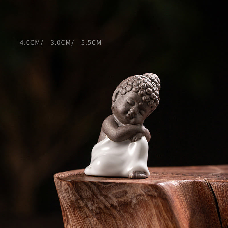 Buddha Stones, monje en reposo, meditación, oración, estatua de cerámica, serenidad, decoración del hogar - Reposo 4*3*5,5 cm - image 9