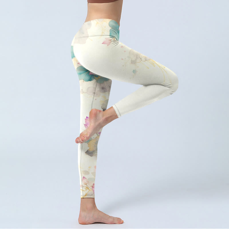 Leggings de gimnasio con estampado de Buddha Stones de loto y hojas, pantalones de yoga para mujer - image 4