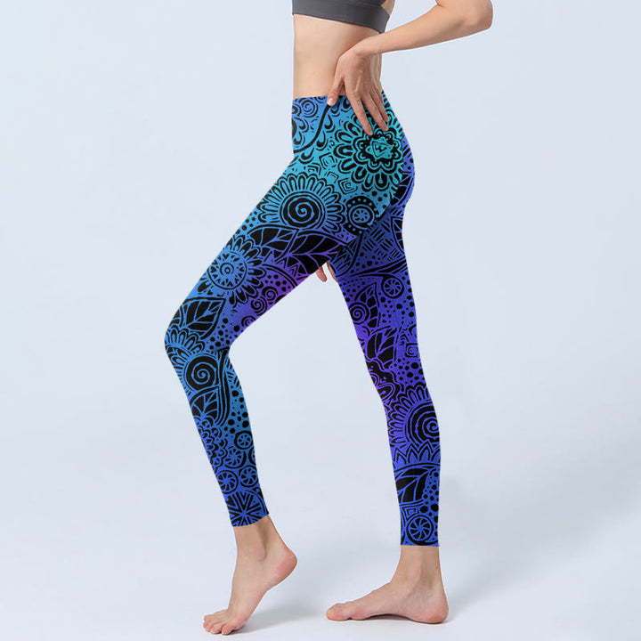 Leggings de gimnasio con estampado de flores, hojas y piedras de Buddha Stones, pantalones de yoga para mujer - image 2