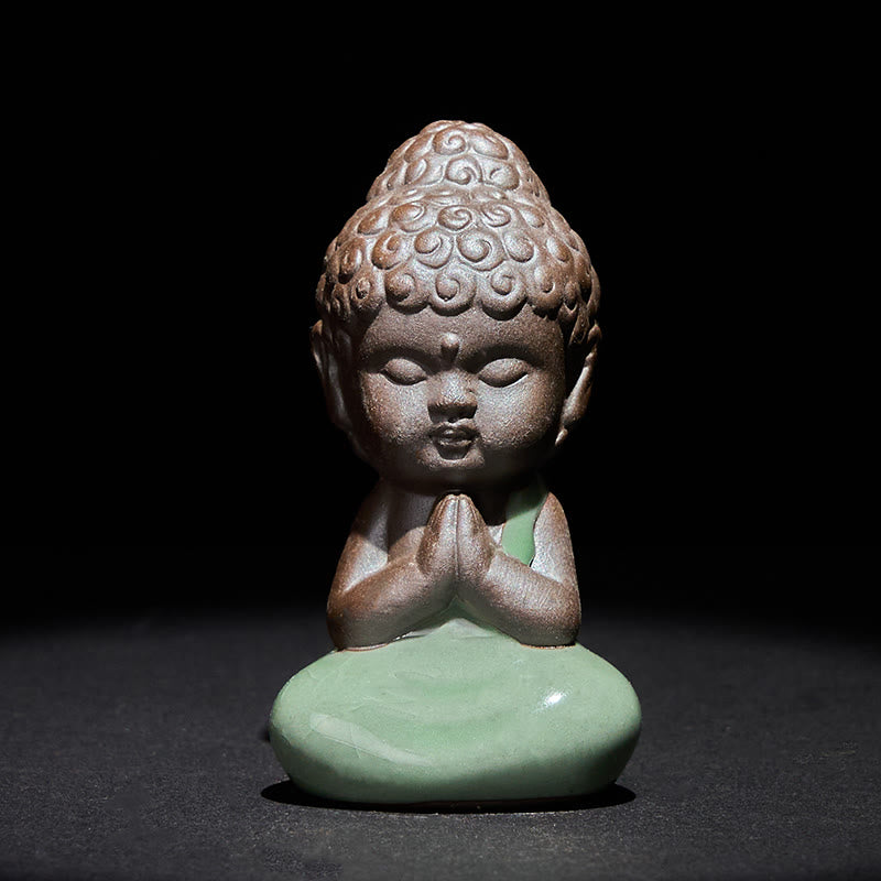 Buddha Stones, monje en reposo, meditación, oración, estatua de cerámica, serenidad, decoración del hogar - Oración 5*5*8,5 cm - image 0