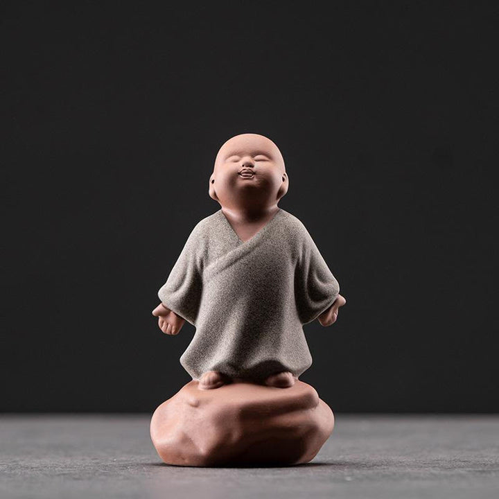 Estatua de Buddha Stones, monje descansando, mirando hacia arriba, de cerámica, decoración para el hogar, compasión - Monje gris mirando hacia arriba 6,5 ​​x 4,5 x 10 cm - image 1
