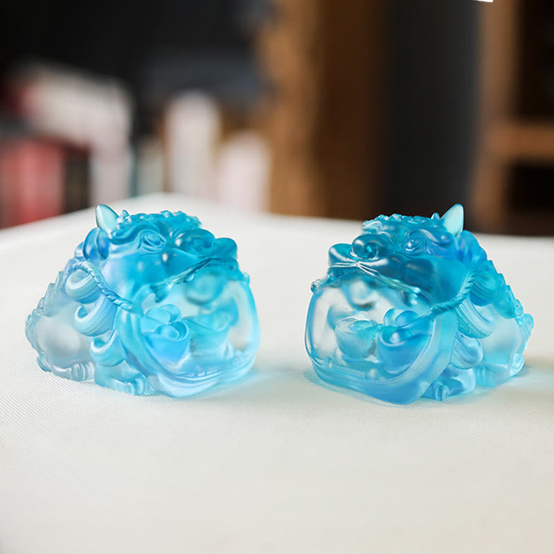 Buddha Stones hechas a mano, cristal Liuli dorado, pieza de arte PiXiu tragando, decoración para el hogar - image 13