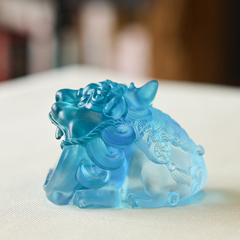 Buddha Stones hechas a mano, cristal Liuli dorado, pieza de arte PiXiu tragando, decoración para el hogar - image 9