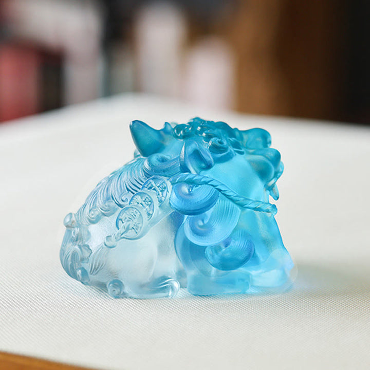 Buddha Stones hechas a mano, cristal Liuli dorado, pieza de arte PiXiu tragando, decoración para el hogar - image 10