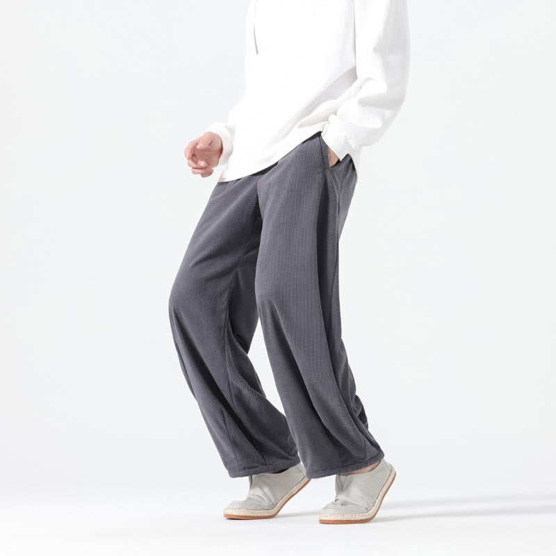 Pantalones tipo harem para hombre de algodón de pana con diseño de cordón ajustable y estampado de Buddha Stones primaverales en color puro, con bolsillos. - image 1