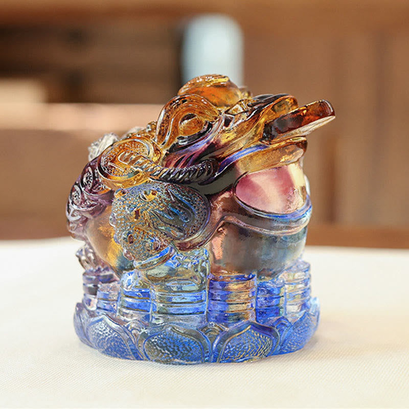 Buddha Stones Feng Shui Monedas de Rana Pieza de Arte de Cristal Liuli Hecha a Mano para Decoración de Hogar y Oficina para la Abundancia - image 2