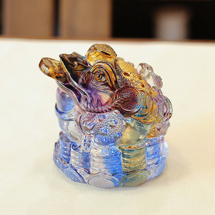 Buddha Stones Feng Shui Monedas de Rana Pieza de Arte de Cristal Liuli Hecha a Mano para Decoración de Hogar y Oficina para la Abundancia - image 3