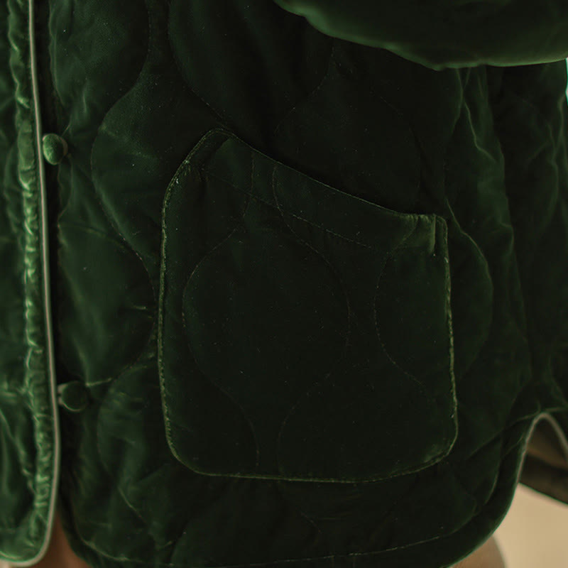 Chaqueta corta de manga larga para mujer, estilo grueso, con bolsillos y estampado de diamantes y Buddha Stones. - image 7