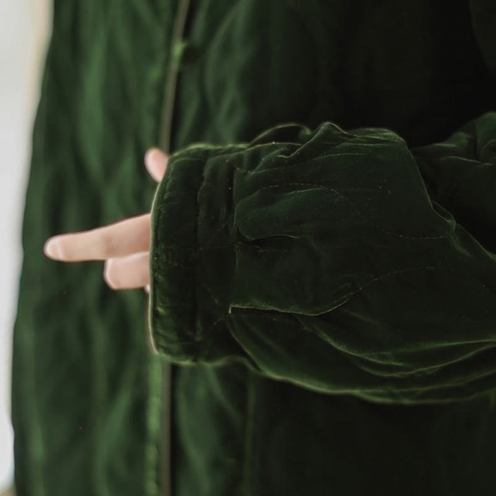 Chaqueta corta de manga larga para mujer, estilo grueso, con bolsillos y estampado de diamantes y Buddha Stones. - image 9