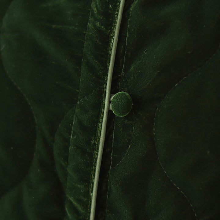 Chaqueta corta de manga larga para mujer, estilo grueso, con bolsillos y estampado de diamantes y Buddha Stones. - image 12