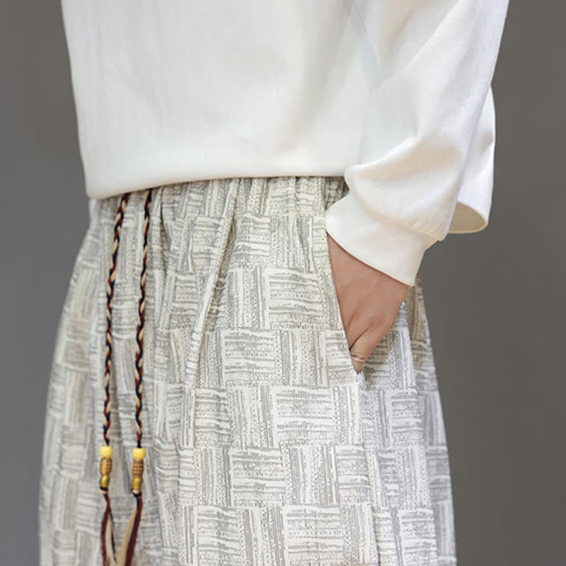 Pantalones bombachos de algodón de pana con estampado de cuadros jacquard otoñal y Buddha Stones para hombre, con bolsillos. - image 20