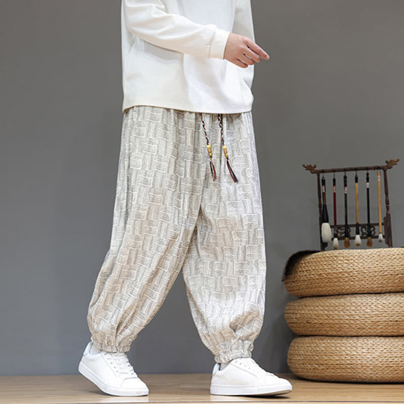 Pantalones bombachos de algodón de pana con estampado de cuadros jacquard otoñal y Buddha Stones para hombre, con bolsillos. - image 15