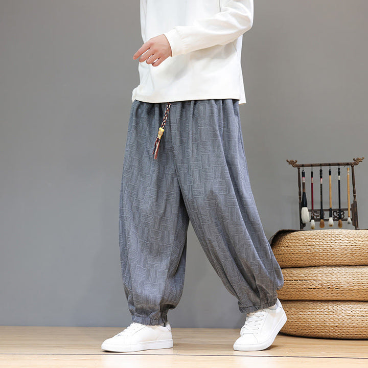 Pantalones bombachos de algodón de pana con estampado de cuadros jacquard otoñal y Buddha Stones para hombre, con bolsillos. - Gris pizarra claro - US/UK/AU46, EU56 (5XL) - image 23