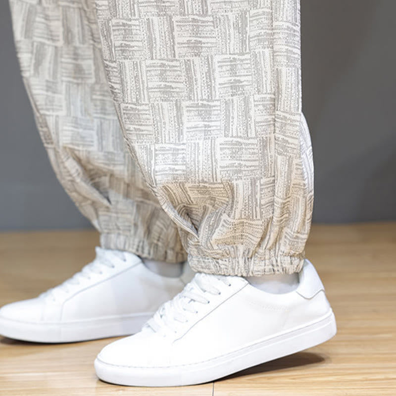 Pantalones bombachos de algodón de pana con estampado de cuadros jacquard otoñal y Buddha Stones para hombre, con bolsillos. - image 21