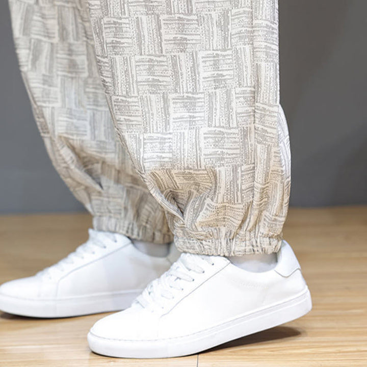 Pantalones bombachos de algodón de pana con estampado de cuadros jacquard otoñal y Buddha Stones para hombre, con bolsillos. - image 21