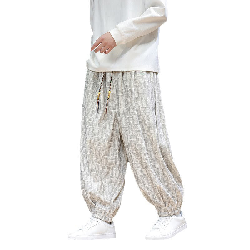 Pantalones bombachos de algodón de pana con estampado de cuadros jacquard otoñal y Buddha Stones para hombre, con bolsillos. - image 22