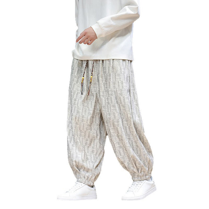 Pantalones bombachos de algodón de pana con estampado de cuadros jacquard otoñal y Buddha Stones para hombre, con bolsillos. - image 22