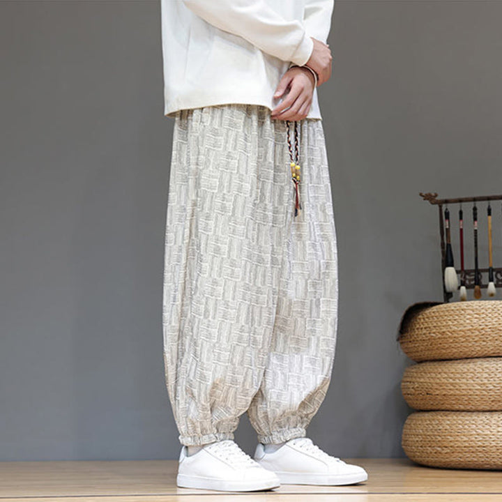 Pantalones bombachos de algodón de pana con estampado de cuadros jacquard otoñal y Buddha Stones para hombre, con bolsillos. - image 17
