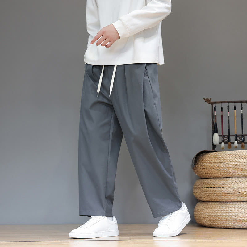 Pantalones tipo harem para hombre, de corte recto, color liso, con bolsillos, estampado de Buddha Stones. - image 0